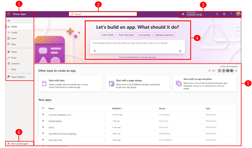 Power Apps Interface